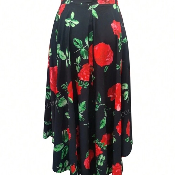 Chic Handmade Black Floral Midi Skirt - Picture 2 of 5